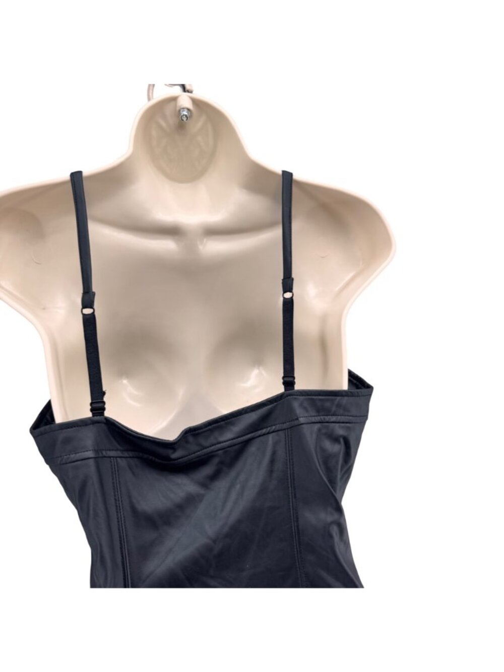 Free People Say No More Bodycon Dress Black Faux Leather Sleeveless Mini Size S - Picture 4 of 15